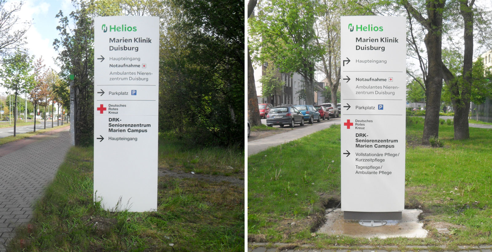 DRK-Seniorenzentrum-Marien-Campus-Monolithen Marienkrankenhaus Monolith Leitsystem Exterior Kliniken