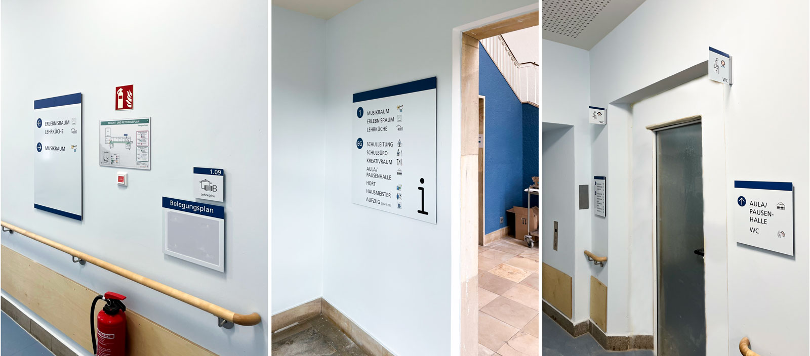 Kurt-Justur-Schul-Innenleitsystem- Leitsystem für die Maria Louisen Straße. Produktlinie Modulex Macer Exterior