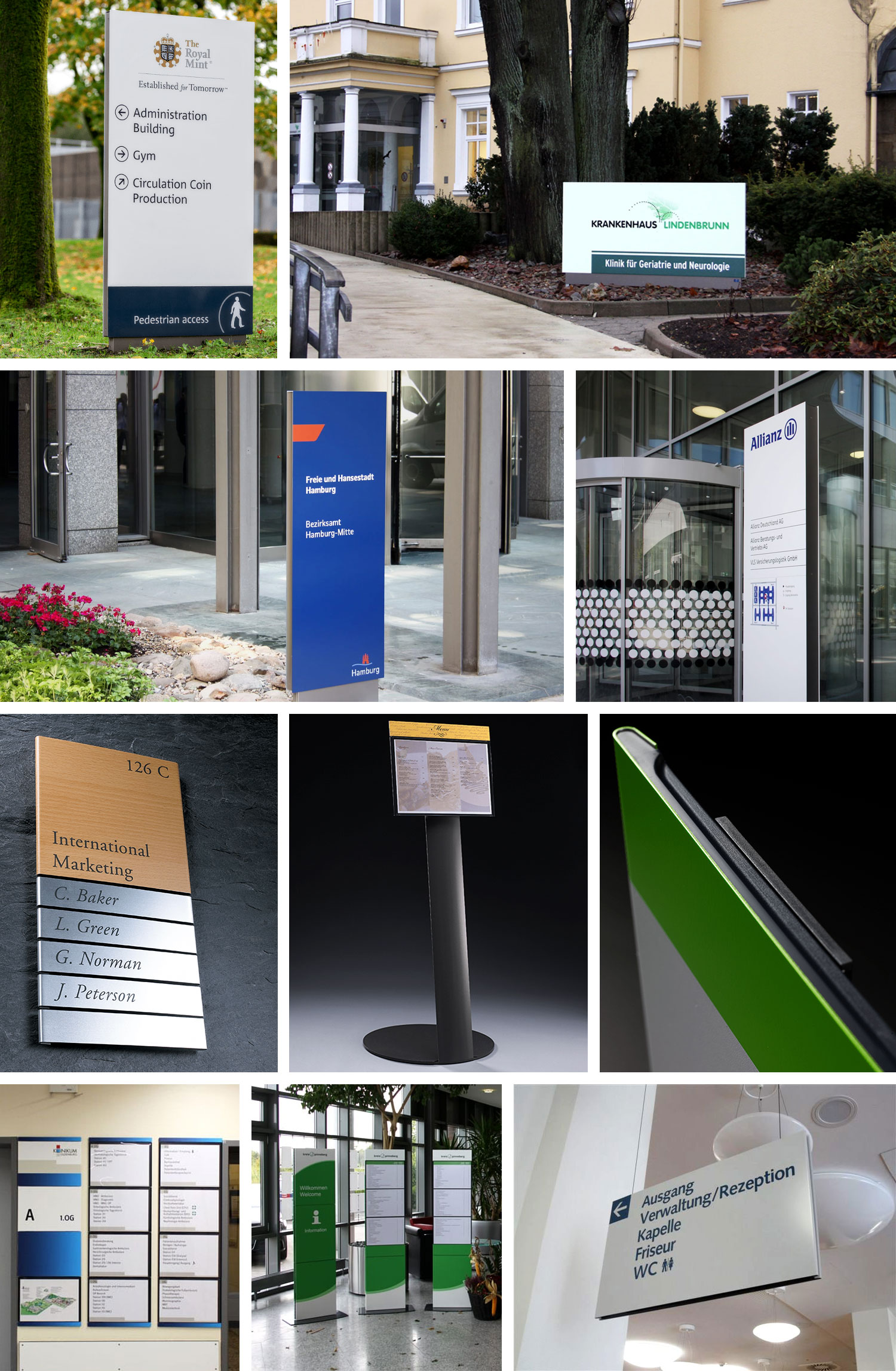 Modulex-Messenger-Leitsystem-Innen-und-Außenbereich Marienkrankenhaus Monolith Leitsystem Exterior Kliniken