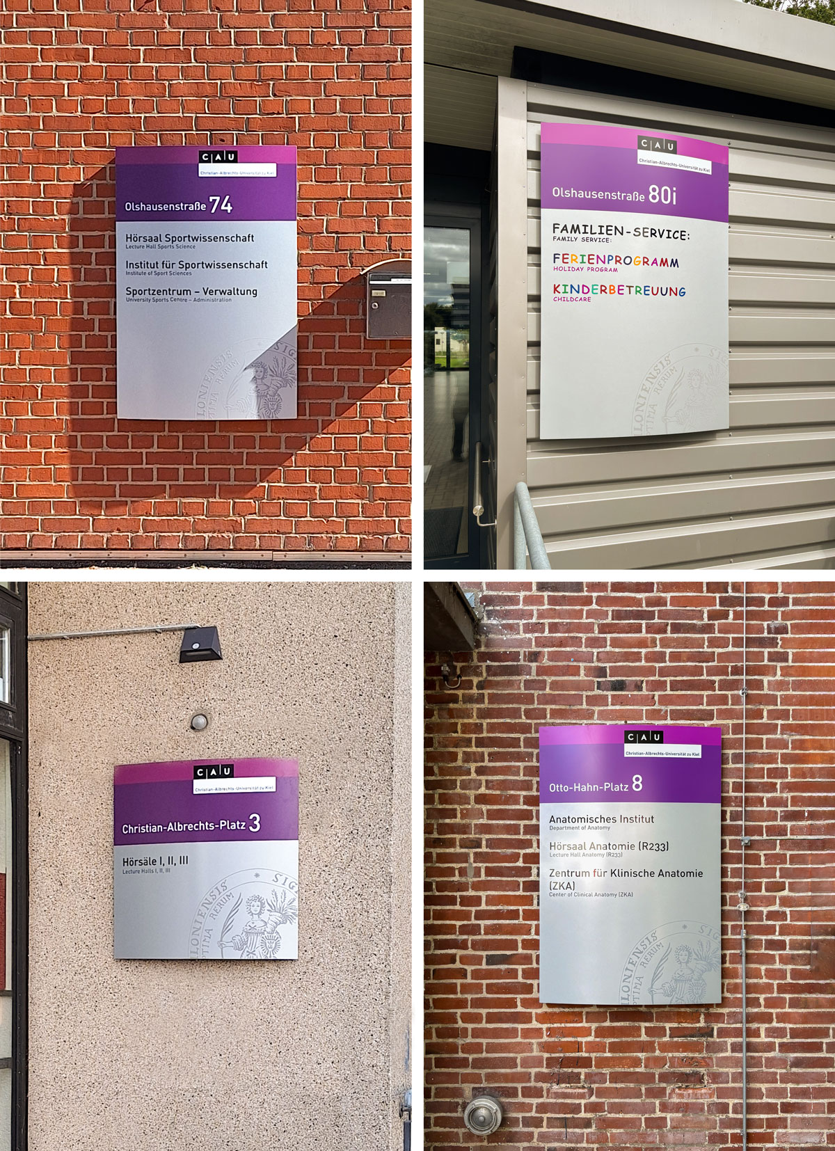 Taktile Handlaufschilder, die auf dem Treppengelände angebracht sind