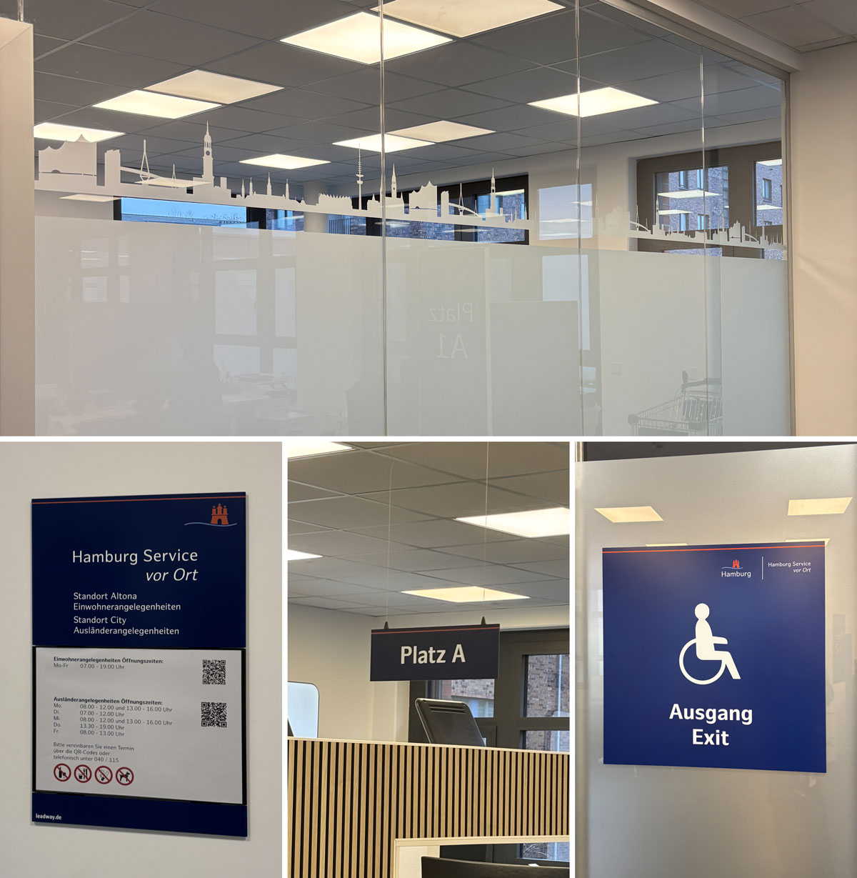 Taktile Handlaufschilder, die auf dem Treppengelände angebracht sind