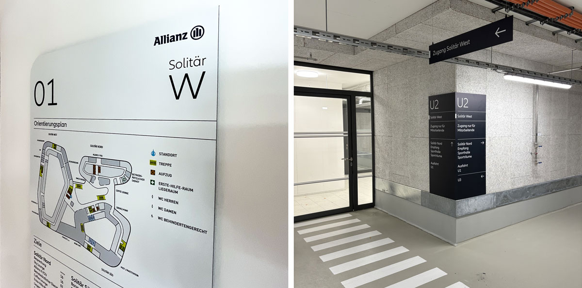 Taktile Handlaufschilder, die auf dem Treppengelände angebracht sind