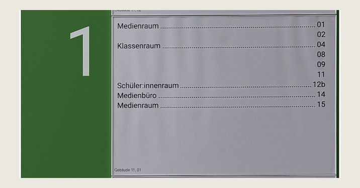 Einleger der Etage 1 auf dem Hauptwegweiser von Gebäude 11