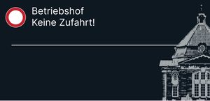 Wegweiser 10, Rückseite: Pfeil ⛔ Betriebshof – Keine Zufahrt!