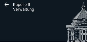 Wegweiser 13, Vorderseite: Pfeil ← Kapelle II, Verwaltung